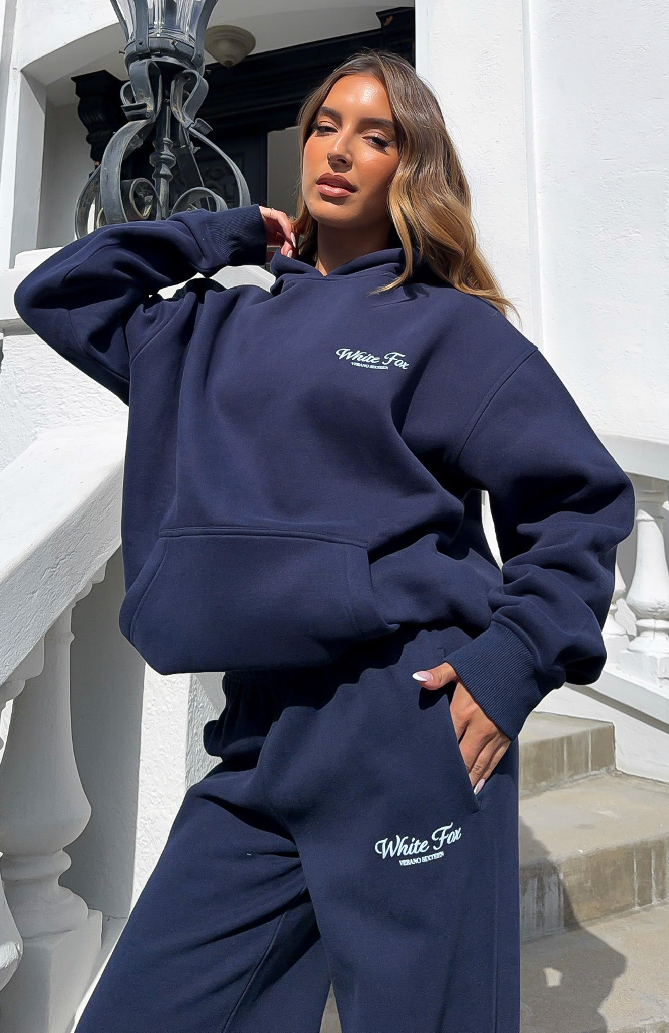 Verano Sixteen Lilia Oversized Hoodie Navy | White Fox Boutique US