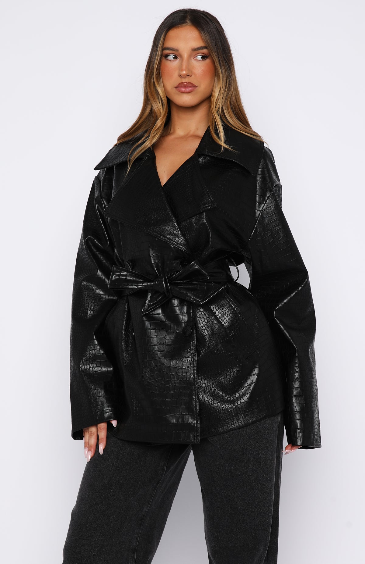 Victory Lap PU Jacket Black | White Fox Boutique US