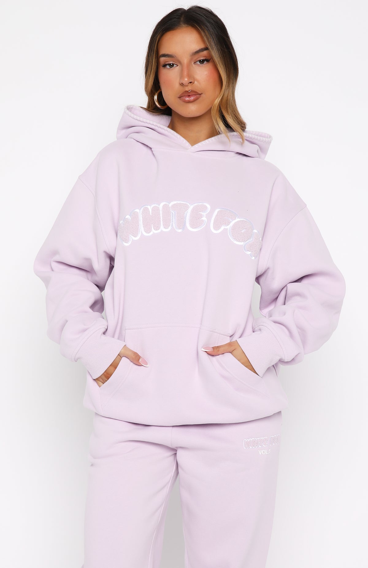 Vol. 1 Front Graphic Oversized Hoodie Lilac | White Fox Boutique US