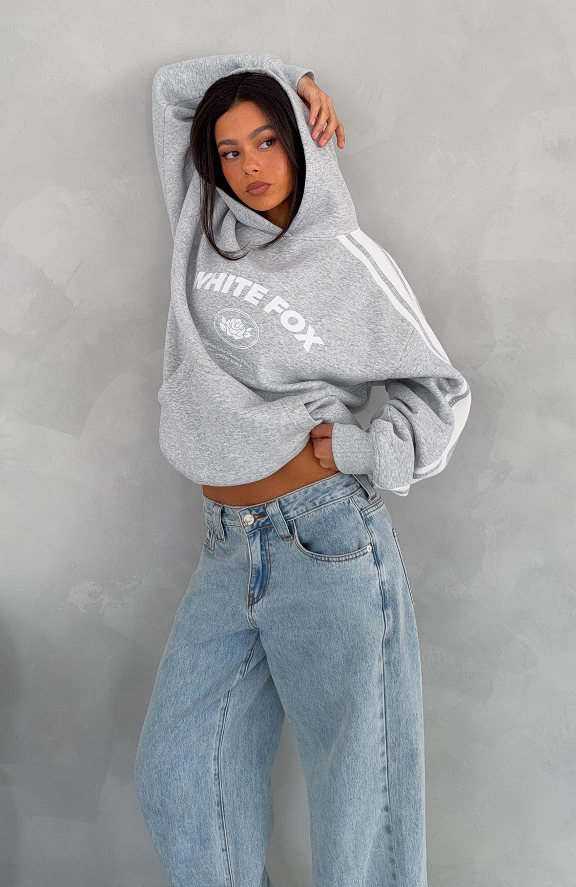 We're On A Roll Oversized Hoodie Dark Grey Marle | White Fox