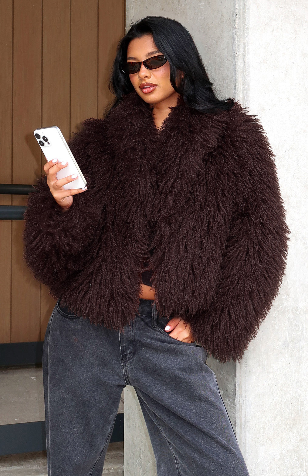 Weekend Away Fur Jacket Chocolate | White Fox Boutique US