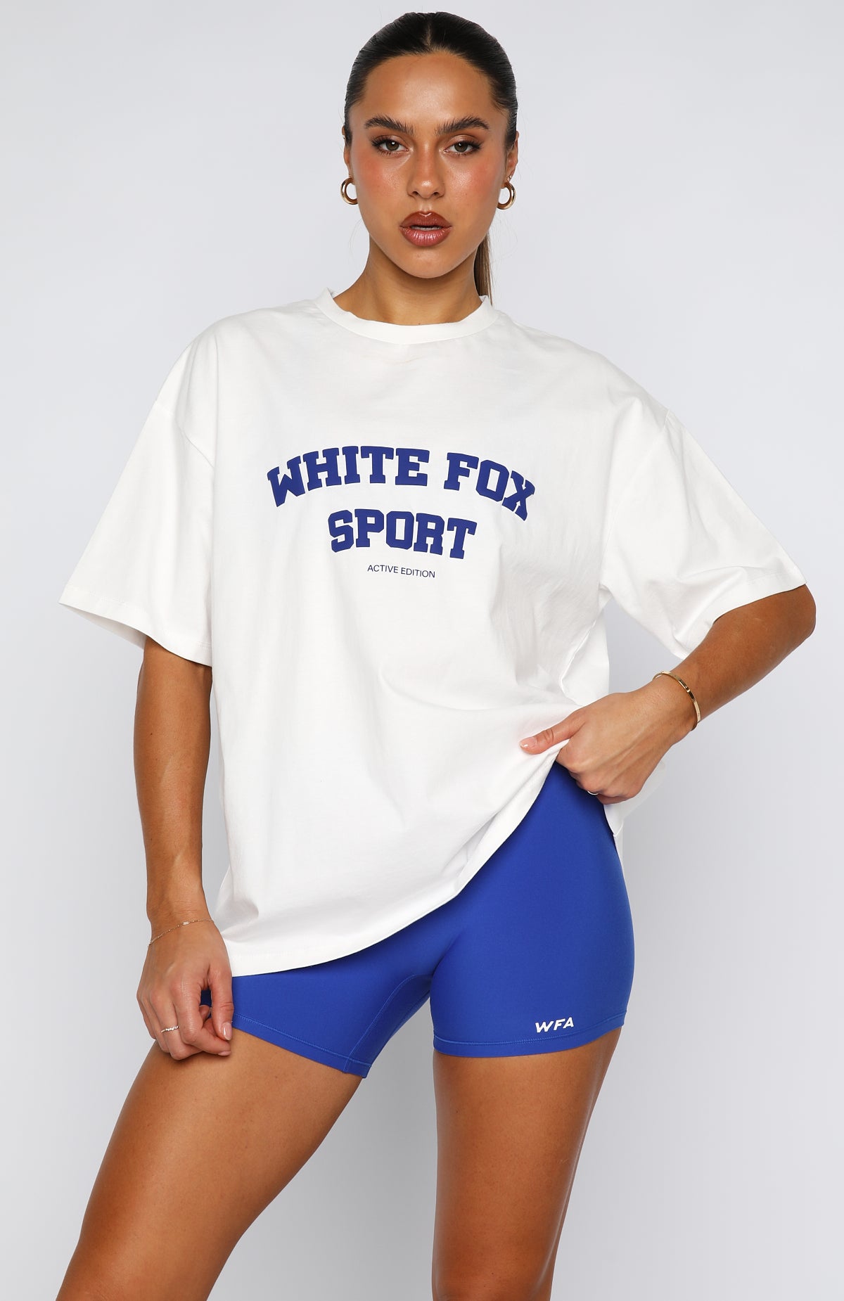 Winning Team Oversized Tee White/Electric Blue | White Fox Boutique US
