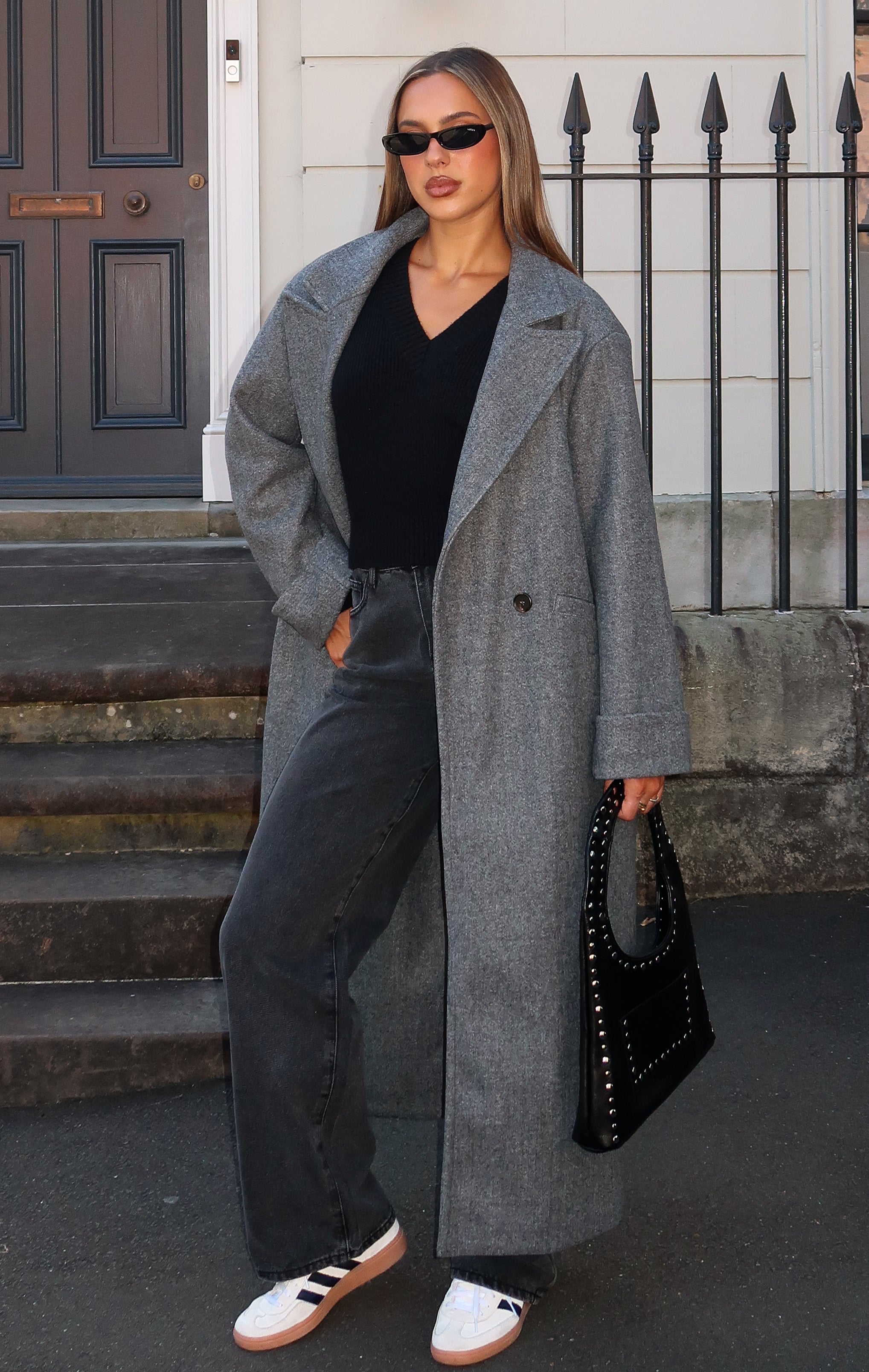 Winter Holiday Oversized Coat Charcoal | White Fox Boutique US