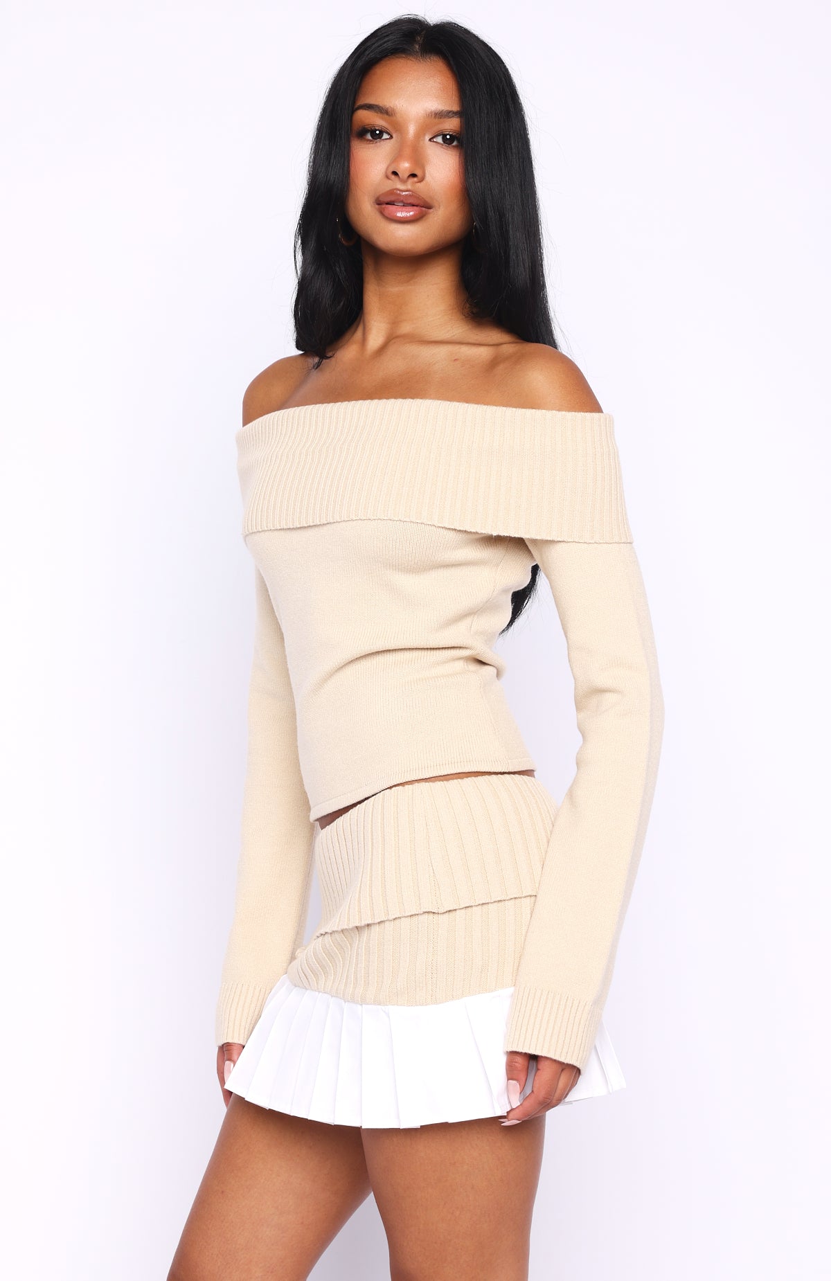 Casually Perfect Long Sleeve Knit Top Beige | White Fox Boutique US