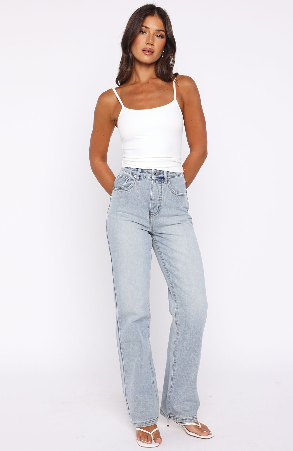 Alyssa High Rise Straight Leg Jeans Light Blue | White Fox Boutique US