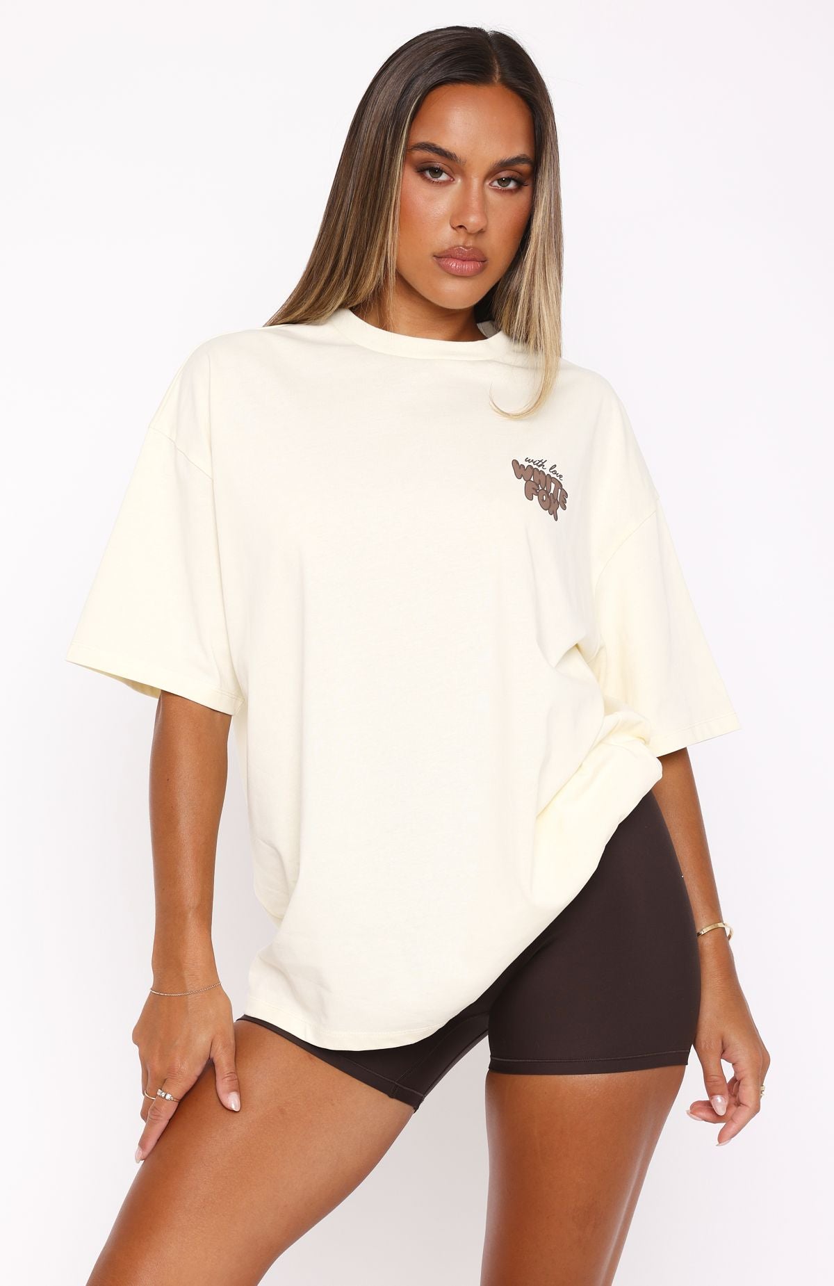 With Love Always Oversized Tee Cream | White Fox Boutique US