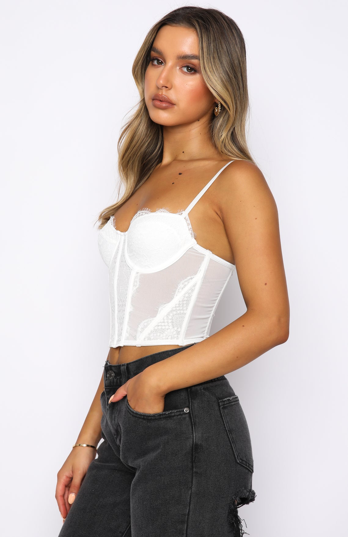 Bustier VICTORIA 5 white embossed