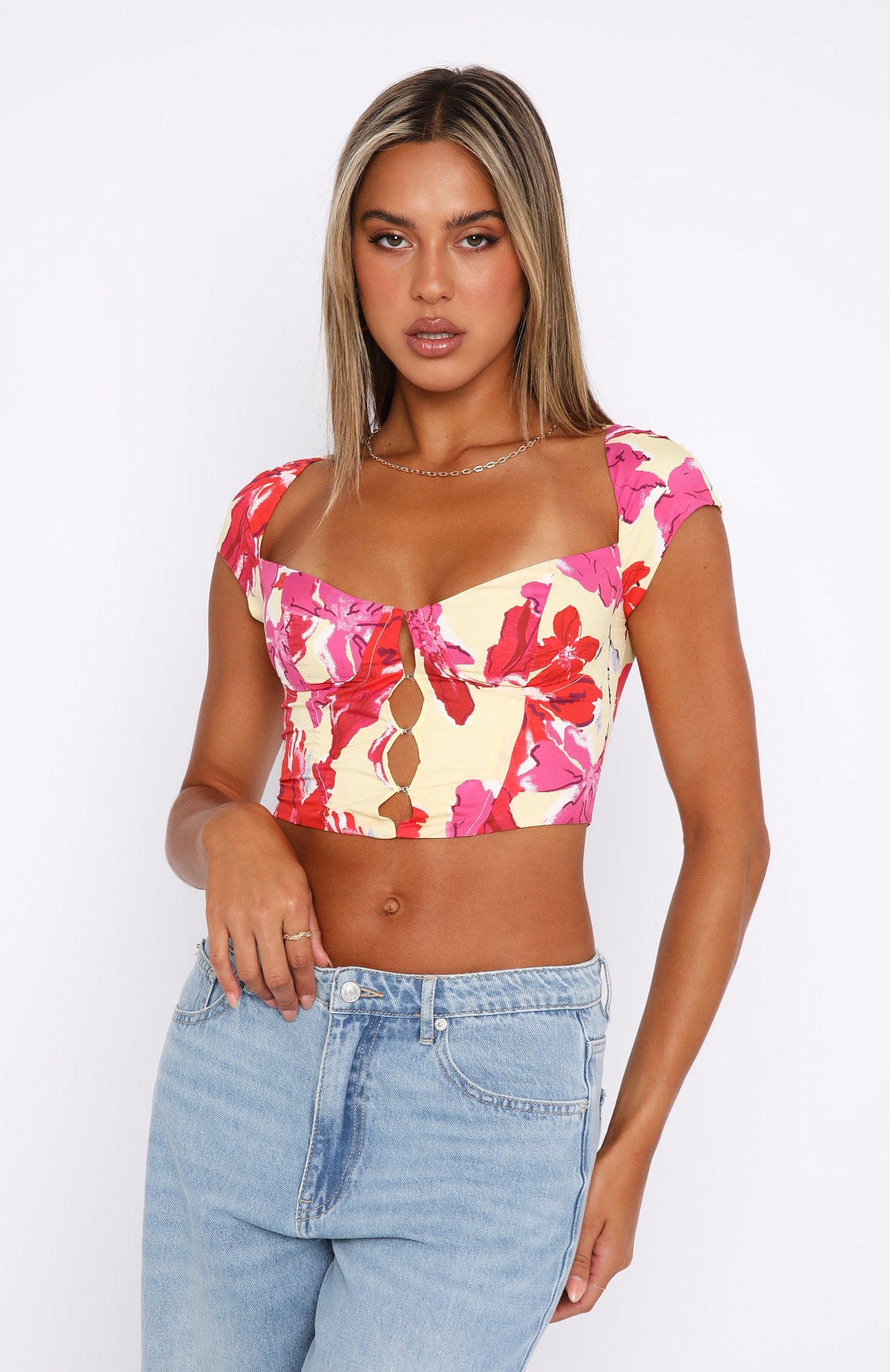 Lucinda Printed Cotton Bustier Top By Amur