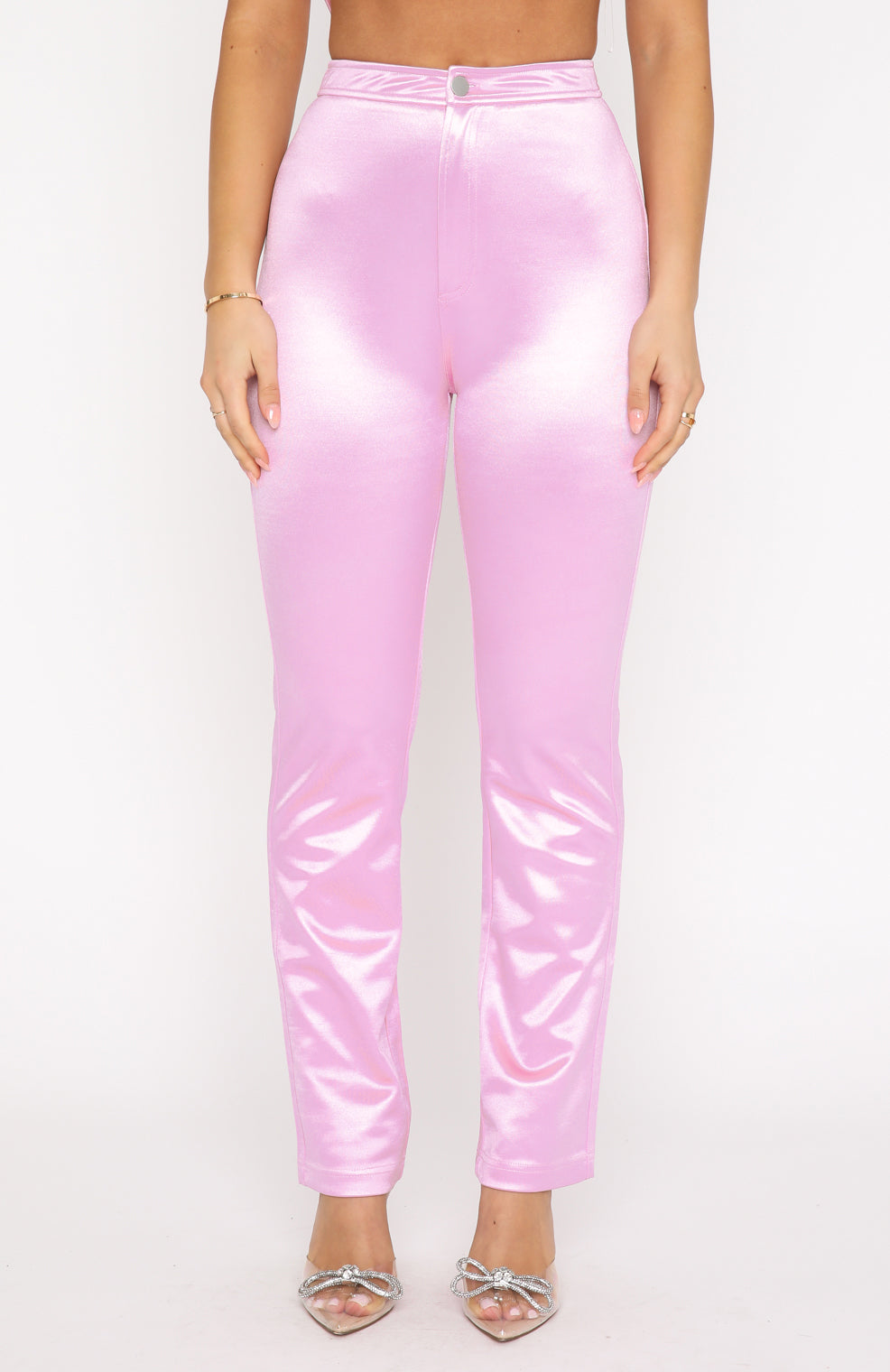 BASIC TANK & SATIN PANTS😭🥵💖 🔍:Girlfriend light pink satin pants +  Boyfriend white tank! Not a Want a NEED!!!🔥🔥🔥👏�