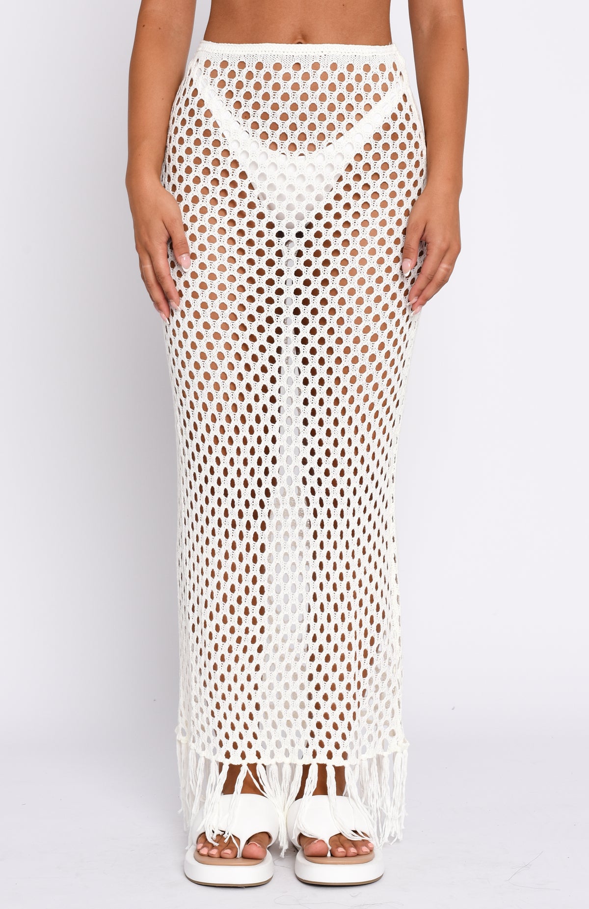 See Me Now Crochet Maxi Skirt Off White | White Fox Boutique US