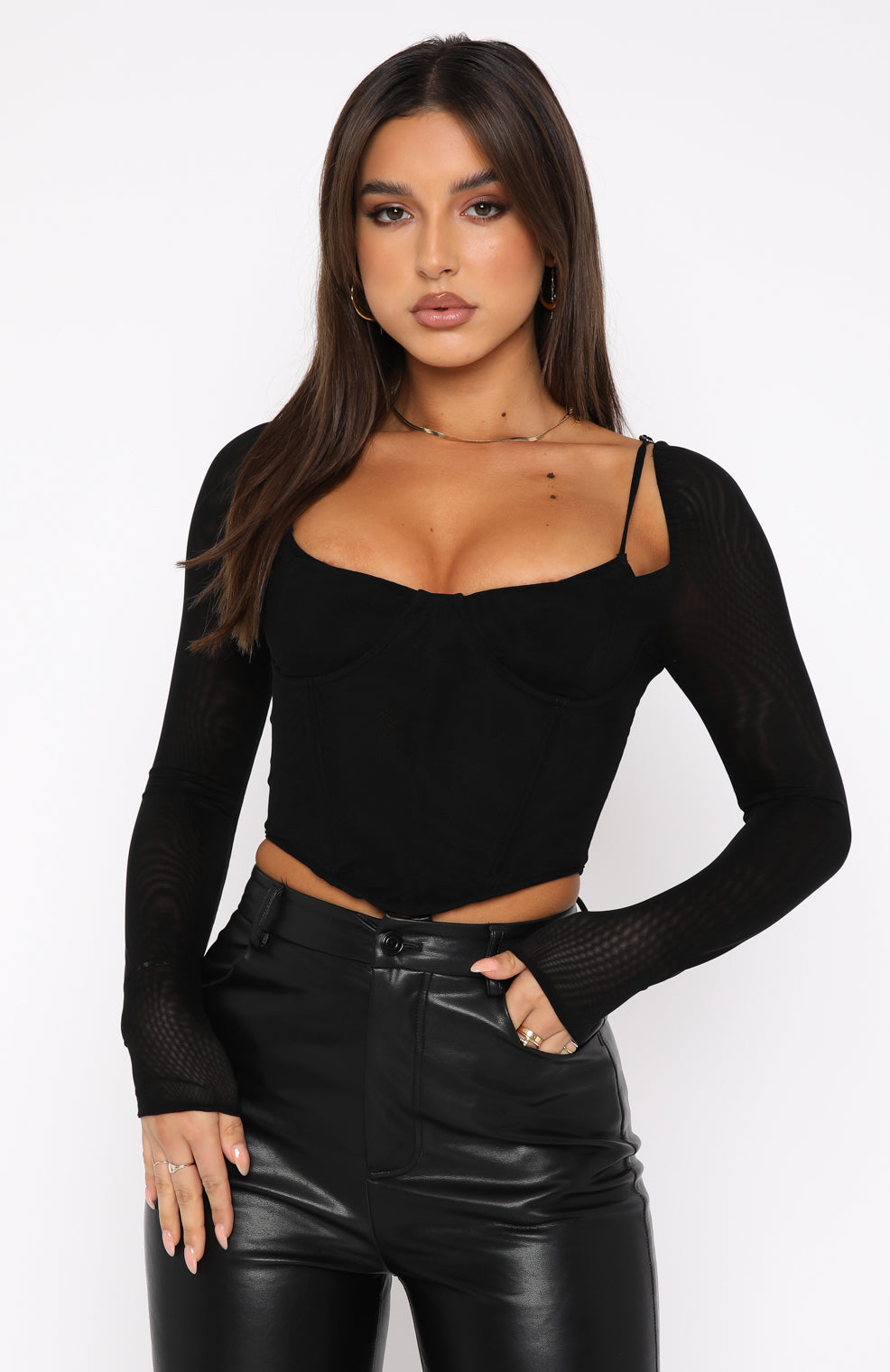 Black Corset Top with Sleeves