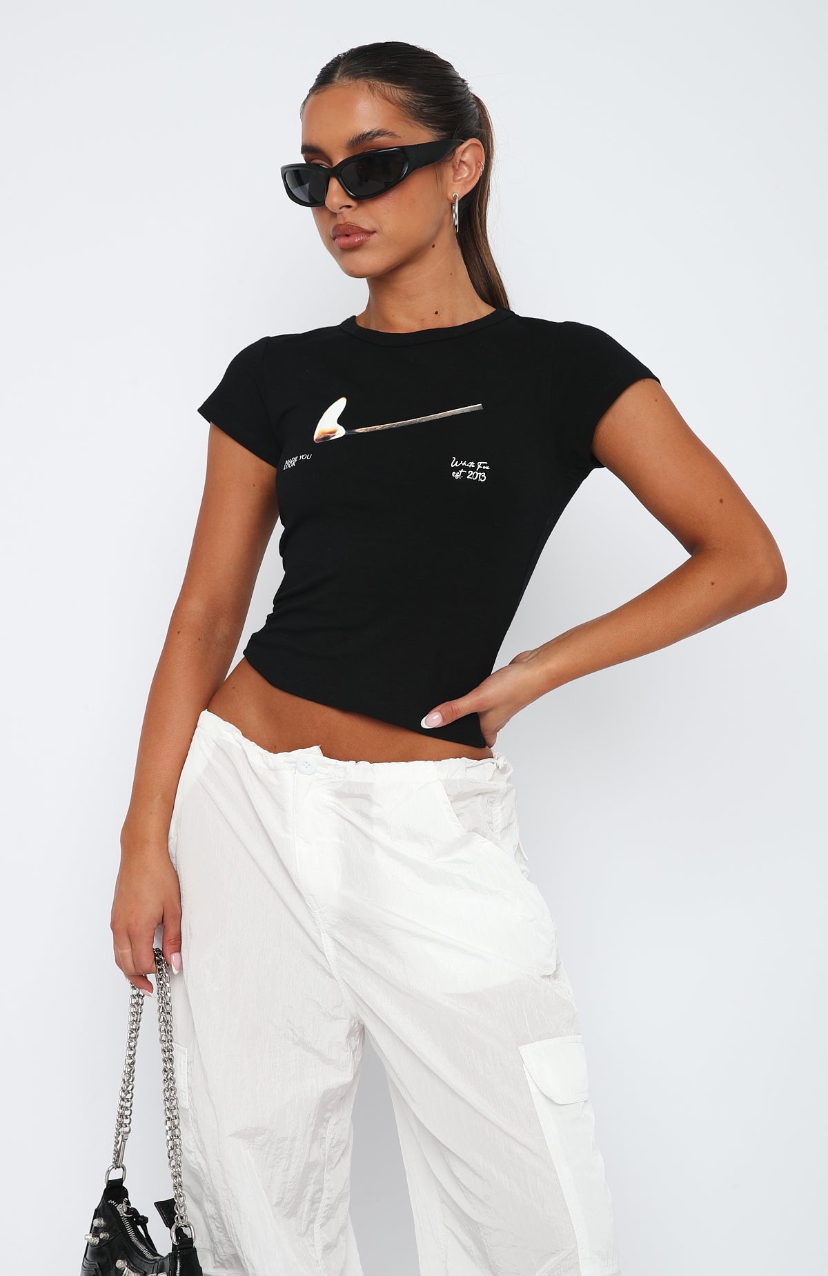 US Flames Fox Tee Boutique On | Baby White Black Running