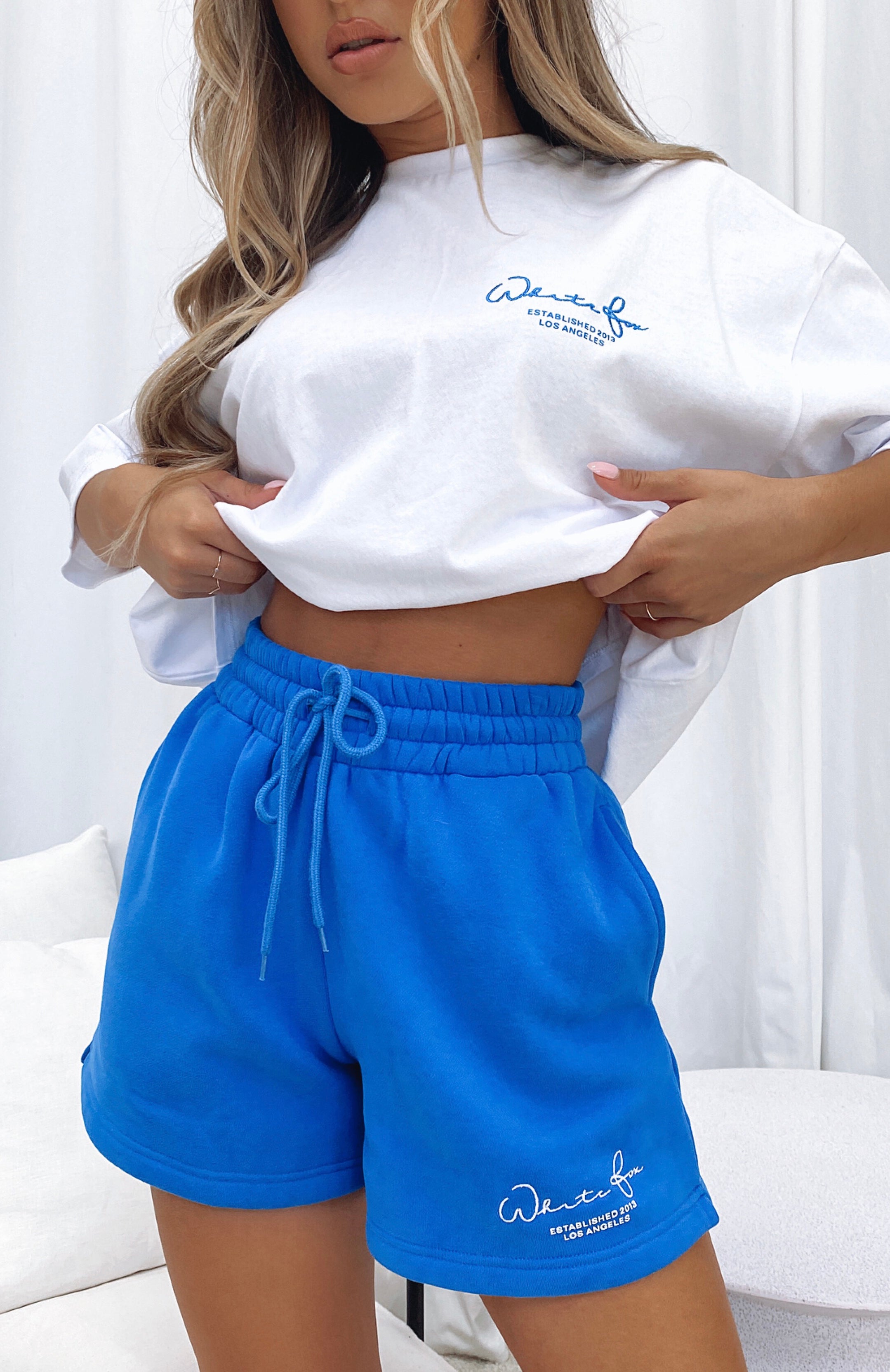 Check It Out Lounge Shorts Electric Blue - White Fox Boutique Shorts - XS - Shop with Afterpay