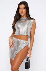 The Count Down Glomesh Mini Skirt Silver