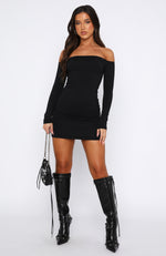 Can't Stand It Long Sleeve Mini Dress Black