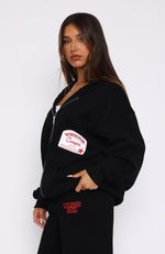 Save My Number Zip Front Hoodie Black