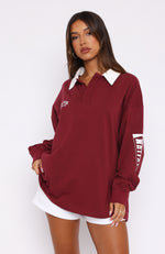 On Your Team Long Sleeve Oversized Tee Maroon