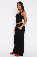 No Excuses Wide Leg Sweatpants Black