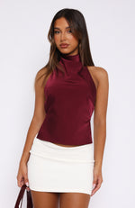 Time Passes Halter Top Merlot