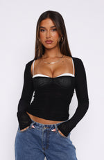 Our Days Long Sleeve Bustier Black