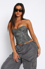 I'm Back Baby PU Bustier Grey