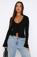 Feel My Love Long Sleeve Top Black