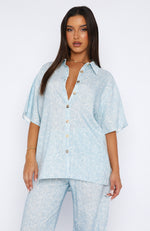 One More Chance Shirt Soft Blue Floral Sketch