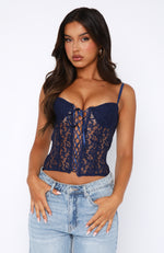 French Kiss Lace Bustier Navy