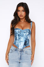 Delicate Love Bustier Cerulean Floral