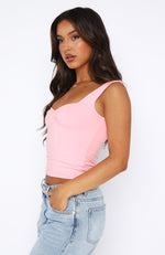 White Fox Boutique Small Pink Taking Off Top, Baby Pink Side Split