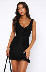 Take A Bow Lace Mini Dress Black