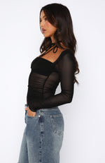 Passion For You Long Sleeve Top Black