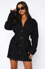 Sweet Moments Long Sleeve Denim Dress Indigo Wash