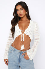 When You Know Long Sleeve Crochet Top White
