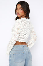 When You Know Long Sleeve Crochet Top White
