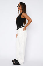 Bring The Style Low Rise Wide Leg Jeans Off White