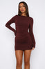 Same Old Thing Long Sleeve Mini Dress Merlot