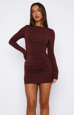 Same Old Thing Long Sleeve Mini Dress Merlot