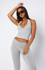 Have To Getaway Halter Top Grey Marle