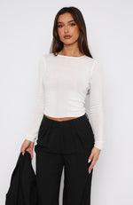 Called Your Bluff Long Sleeve Knit Top White