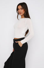 Called Your Bluff Long Sleeve Knit Top White