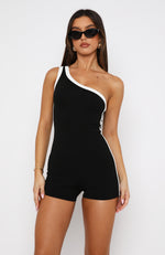 Make Her Move One Shoulder Playsuit Black