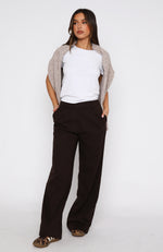 No One's Fault Tailored Linen Pants Espresso