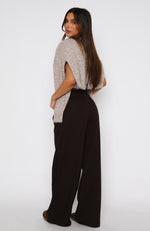 No One's Fault Tailored Linen Pants Espresso