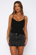 Shining Down Denim Mini Skirt Washed Black