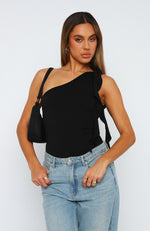 Give You Love One Shoulder Bodysuit Black