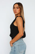 Give You Love One Shoulder Bodysuit Black