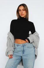 Her Obsession Long Sleeve Crop Black