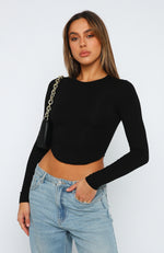 Don't Doubt Me Long Sleeve Top Black