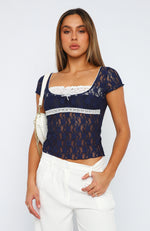 Save A Dance Lace Top Navy